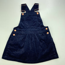 Load image into Gallery viewer, Girls Target, navy &amp; gold glitter overalls dress / pinafore, GUC, size 3, L: 50cm