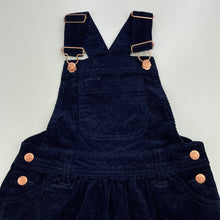 Load image into Gallery viewer, Girls Target, navy &amp; gold glitter overalls dress / pinafore, GUC, size 3, L: 50cm