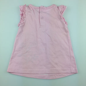 Girls H+T, pretty pink cotton embroidered top, GUC, size 00