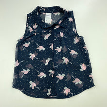 Load image into Gallery viewer, Girls Anko, navy sheer blouse / top, birds, EUC, size 2,  