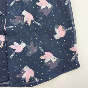 Girls Anko, navy sheer blouse / top, birds, EUC, size 2,  