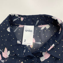 Load image into Gallery viewer, Girls Anko, navy sheer blouse / top, birds, EUC, size 2,  