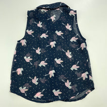 Load image into Gallery viewer, Girls Anko, navy sheer blouse / top, birds, EUC, size 2,  