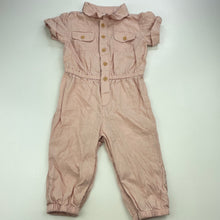 Load image into Gallery viewer, Girls Target, pink cotton / linen jumpsuit, small mark on leg, FUC, size 0,  