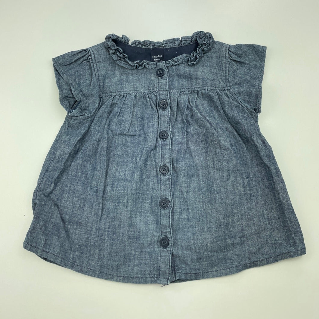 Girls GAP, blue cotton top, GUC, size 1,  