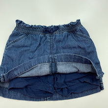 Load image into Gallery viewer, Girls Old Navy, denim skirt, built-in shorts, elasticated, L: 24cm, GUC, size 4,  