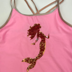Girls Mango, pink swim top, sequin mermaid, FUC, size 14,  