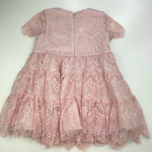 Load image into Gallery viewer, Girls Bardot Junior, lined pink lace party dress, EUC, size 2, L: 45cm