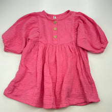 Load image into Gallery viewer, Girls KID, pink crinkle cotton casual dress, FUC, size 1, L: 48cm