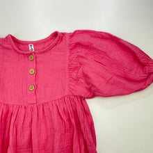 Load image into Gallery viewer, Girls KID, pink crinkle cotton casual dress, FUC, size 1, L: 48cm