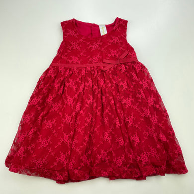 Girls Dymples, cotton lined embroidered tulle party dress, EUC, size 1, L: 41cm