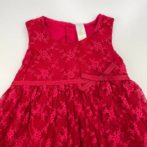 Girls Dymples, cotton lined embroidered tulle party dress, EUC, size 1, L: 41cm
