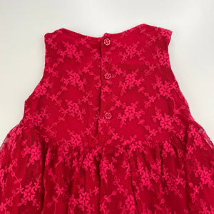 Girls Dymples, cotton lined embroidered tulle party dress, EUC, size 1, L: 41cm