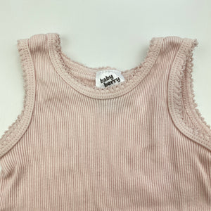 Girls Baby Berry, pink ribbed cotton singlet top, GUC, size 00000,  