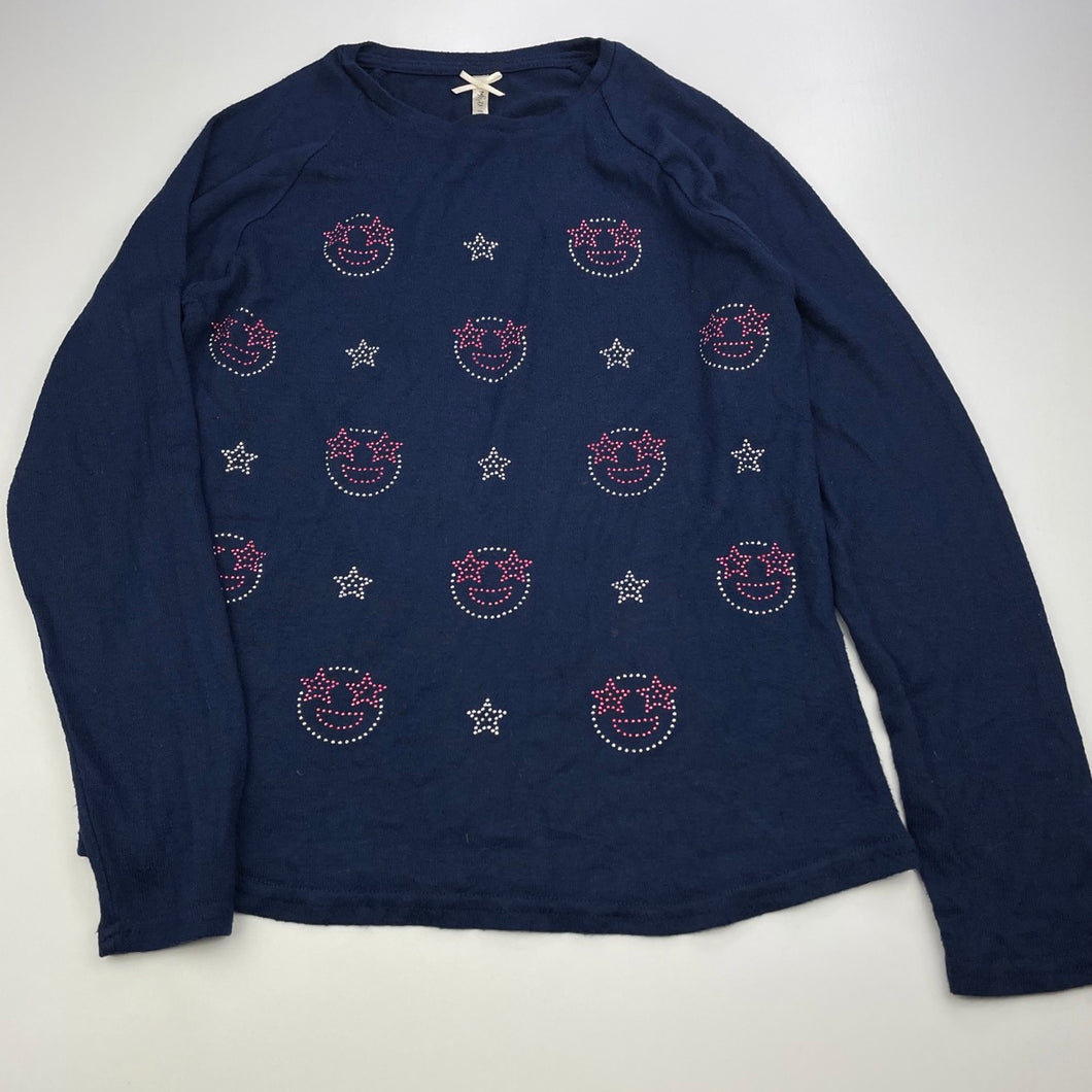 Girls Max, navy lightweight knit long sleeve top, GUC, size 11-12,  