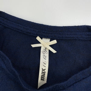 Girls Max, navy lightweight knit long sleeve top, GUC, size 11-12,  