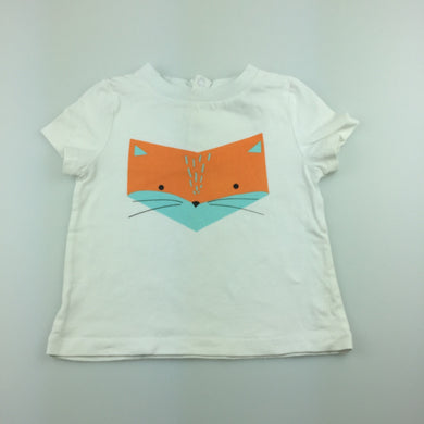 Unisex Bardot Junior, white t-shirt / tee / top, fox, GUC, size 0