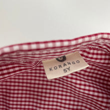 Load image into Gallery viewer, Boys Korango, red check lightweight long sleeve shirt, EUC, size 5,  