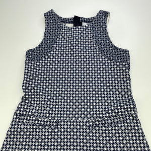 Girls Target, navy & white casual dress, wash fade, FUC, size 8, L: 62cm