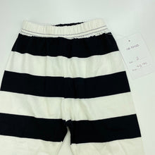 Load image into Gallery viewer, Girls Milk Threads, black &amp; white stripe leggings, elasticated, Inside leg: 33cm, NEW, size 2,  