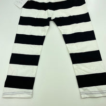 Load image into Gallery viewer, Girls Milk Threads, black &amp; white stripe leggings, elasticated, Inside leg: 33cm, NEW, size 2,  