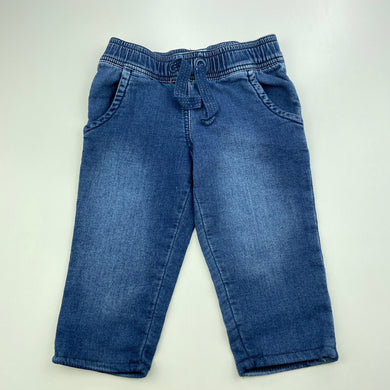 Girls H&T, knit stretch denim pants, elasticated, Inside leg: 25cm, EUC, size 1,  