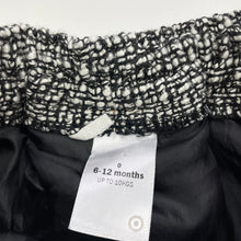 Load image into Gallery viewer, Girls Target, lined black &amp; white bouclet skirt, elasticated, EUC, size 0,  