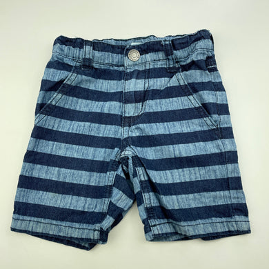 Boys Pumpkin Patch, blue stripe cotton shorts, adjustable, FUC, size 1,  