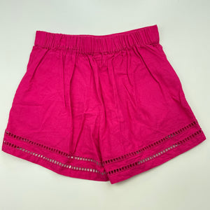 Girls Anko, pink cotton shorts, elasticated, GUC, size 7,  