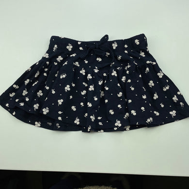 Girls Target, navy floral skirt, elasticated, L: 20cm, EUC, size 1,  