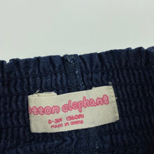 Load image into Gallery viewer, Girls Cotton Elephant, embroidered cotton pants, elasticated, GUC, size 000,  