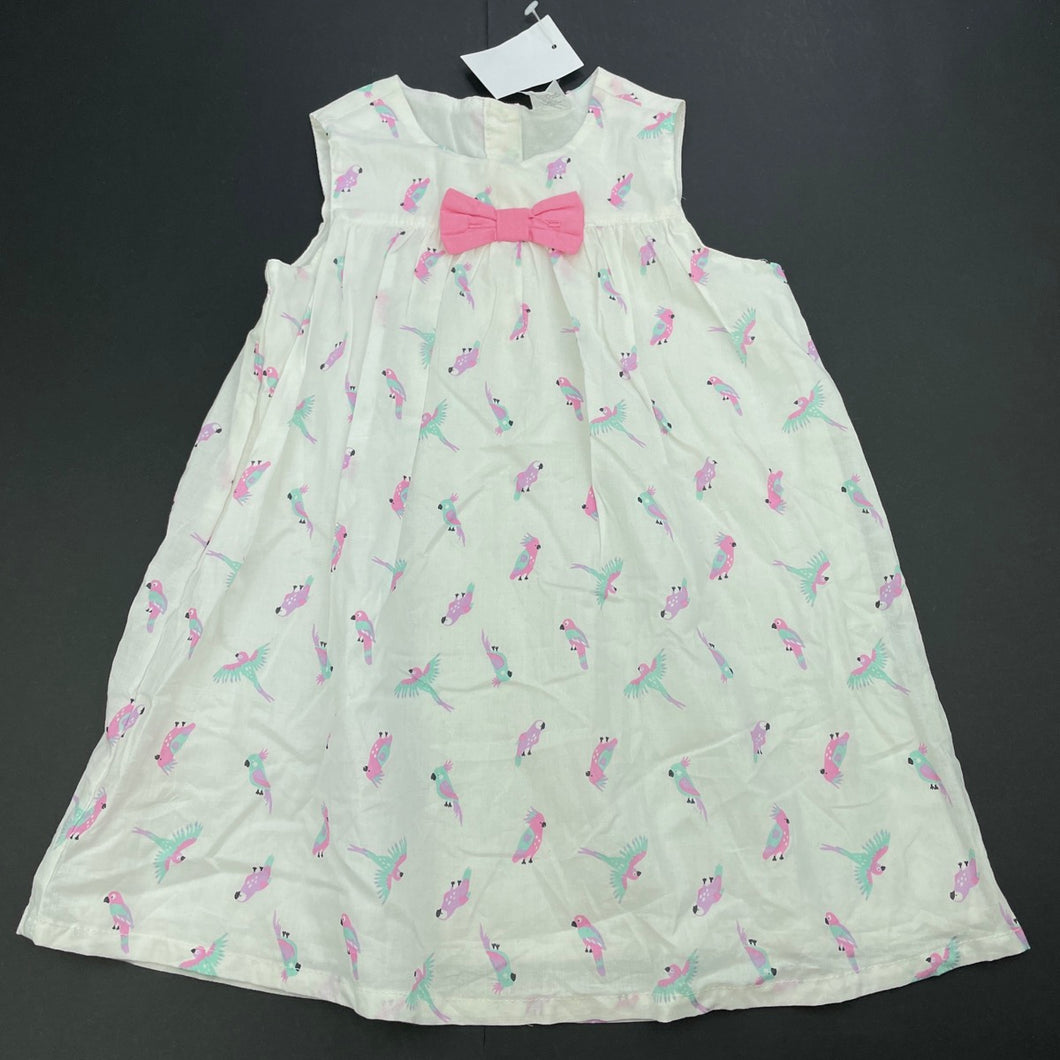 Girls Target, lined lightweight cotton party dress, birds, NEW, size 2, L: 48cm
