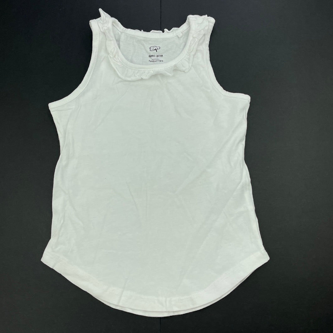 Girls Favourites, white organic cotton tank top, GUC, size 4,  