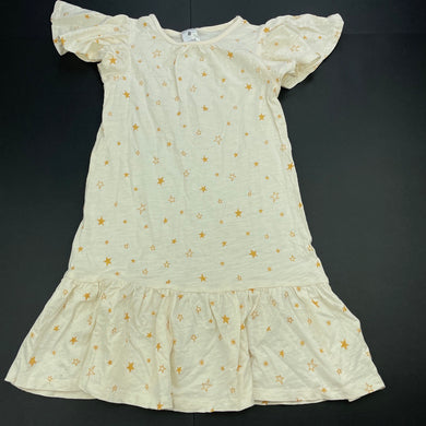 Girls Target, cream cotton casual dress, stars, EUC, size 4, L: 56cm