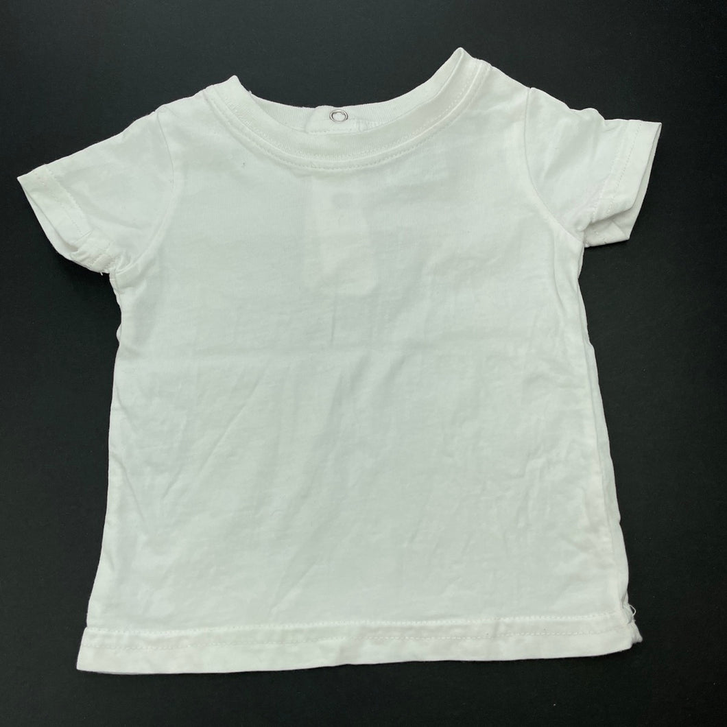 unisex Baby World, white cotton t-shirt / top, GUC, size 000,  