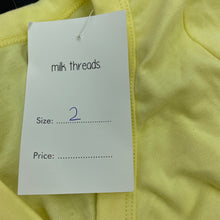 Load image into Gallery viewer, Girls Milk Threads, yellow cotton long sleeve top, NEW, size 2,  