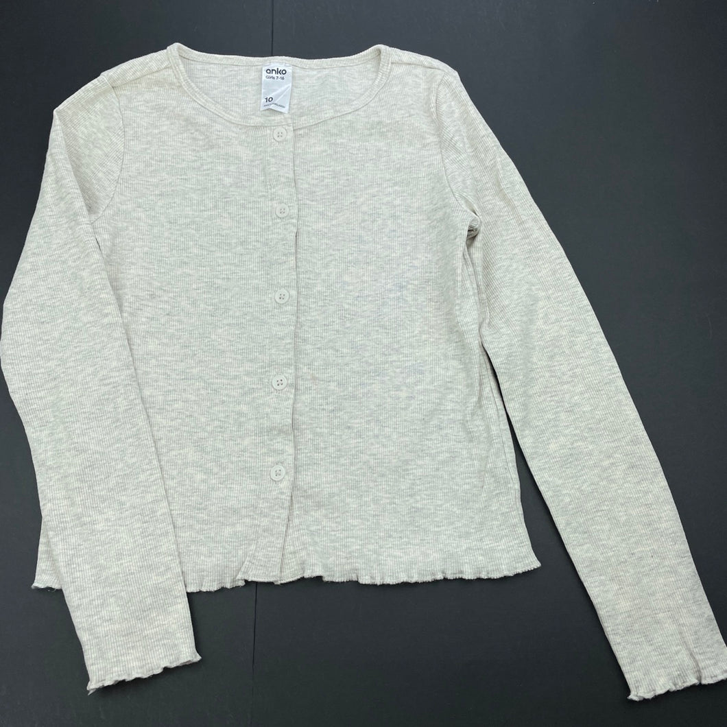 Girls Anko, ribbed long sleeve top, marks front & sleeves, FUC, size 10,  
