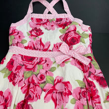 Load image into Gallery viewer, Girls Top Girl, lined floral cotton summer party dress, FUC, size 6, L: 71cm