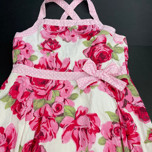 Girls Top Girl, lined floral cotton summer party dress, FUC, size 6, L: 71cm