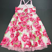 Load image into Gallery viewer, Girls Top Girl, lined floral cotton summer party dress, FUC, size 6, L: 71cm