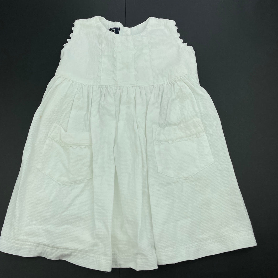 Girls MINIHAHA, white cotton party dress, FUC, size 1, L: 44cm
