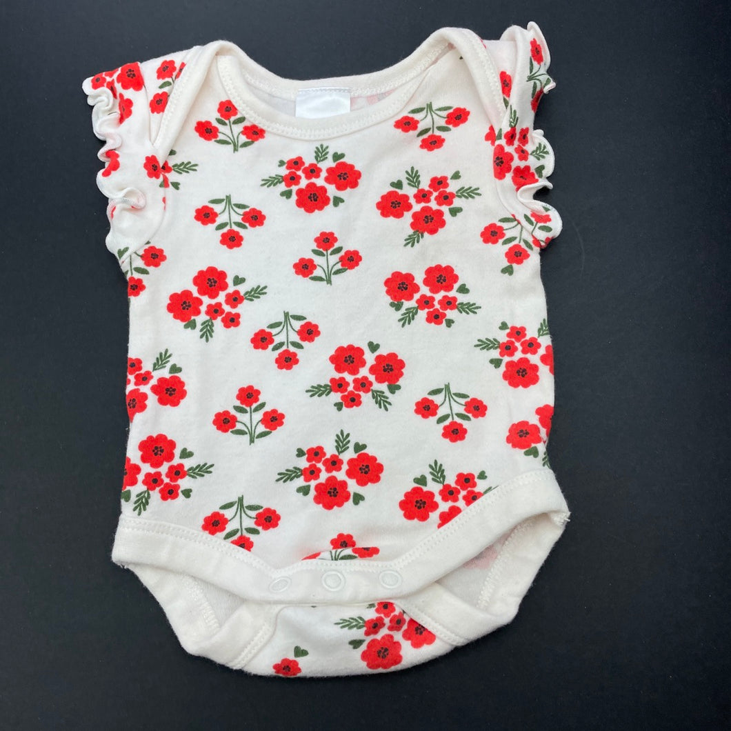Girls Baby Berry, floral cotton bodysuit / romper, EUC, size 0000,  