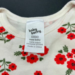 Girls Baby Berry, floral cotton bodysuit / romper, EUC, size 0000,  