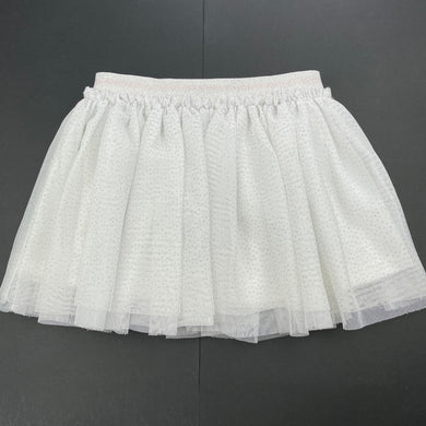 Girls Anko, white & silver tulle party skirt, elasticated, L: 25cm, GUC, size 4,  