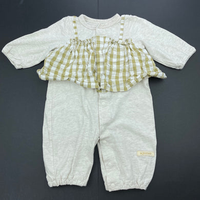 Girls Natural Basic Style, organic cotton romper, EUC, size 000-00,  