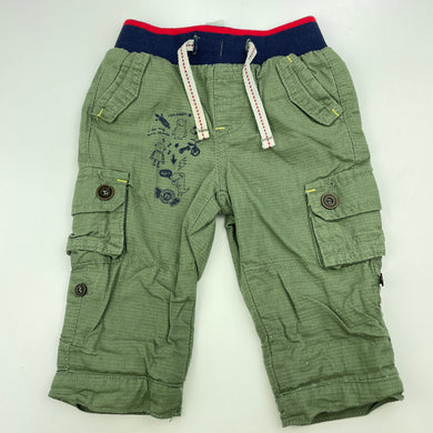 Boys Dymples, lined cotton cargo pants, elasticated, EUC, size 00,  