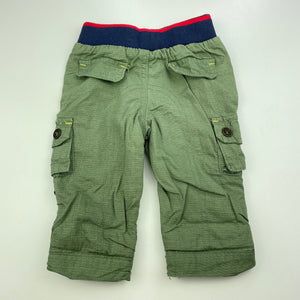 Boys Dymples, lined cotton cargo pants, elasticated, EUC, size 00,  