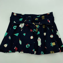 Load image into Gallery viewer, Girls Target, navy Christmas skirt, elasticated, built-in shorts, EUC, size 1,  