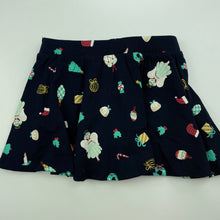 Load image into Gallery viewer, Girls Target, navy Christmas skirt, elasticated, built-in shorts, EUC, size 1,  