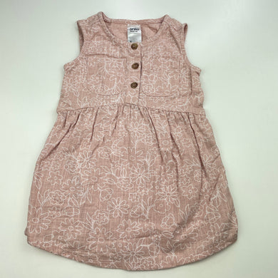 Girls Anko, pink & white floral cotton dress, EUC, size 1, L: 41cm